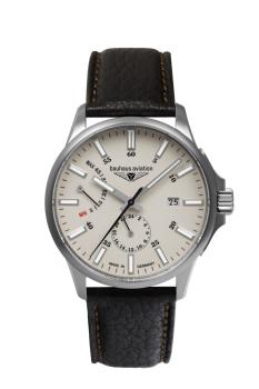 Bauhaus Aviation Herrenuhr Automatik mit Gangreserveanzeige und Lederarmband